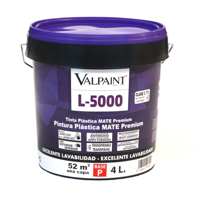 BASE PINTURA PLÁSTICA INTERIOR/EXTERIOR MATE L5000 4L TONOS CLAROS