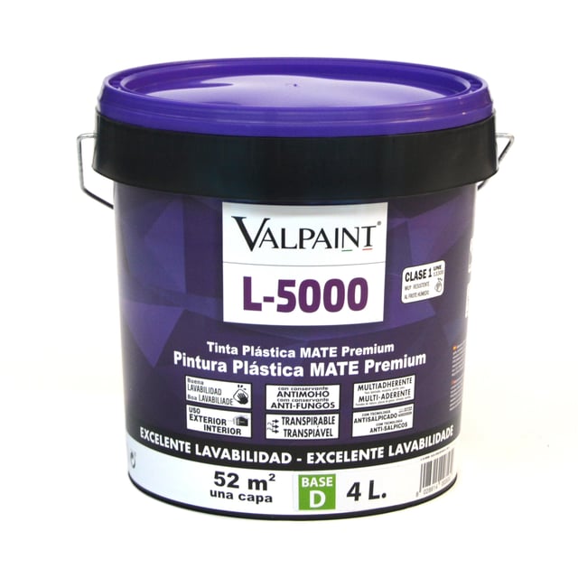 BASE PINTURA PLÁSTICA INTERIOR/EXTERIOR MATE L5000 4L TONOS MEDIOS
