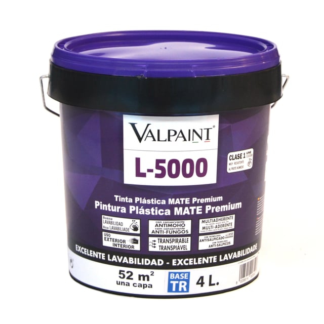 BASE PINTURA PLÁSTICA INTERIOR/EXTERIOR MATE L5000 4L TONOS INTENSOS