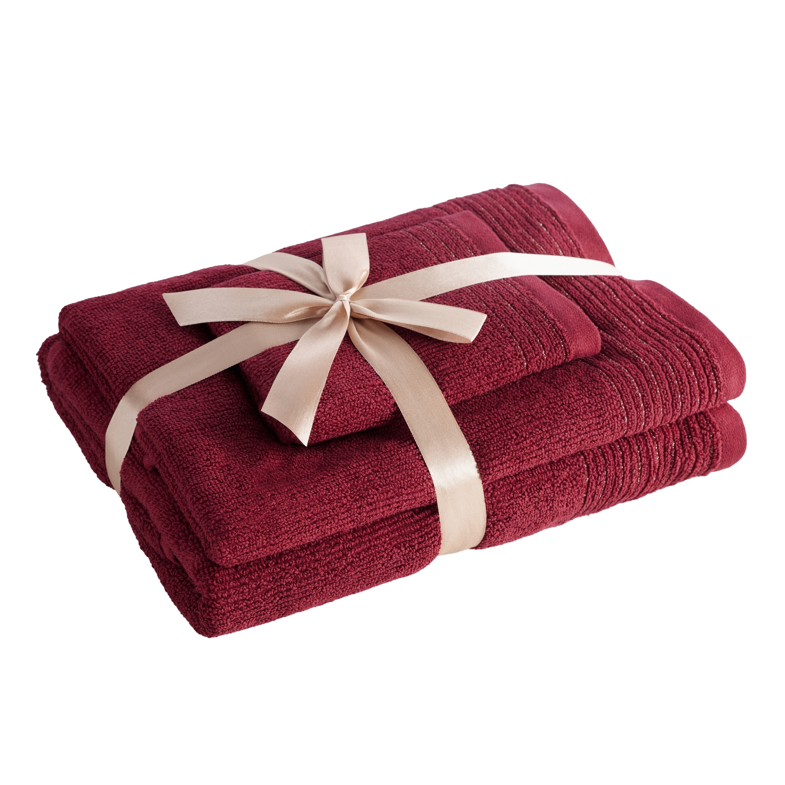 Komplet trzech ręczników Lari 30x50, 50x90, 70x140 bordowy Eurofirany