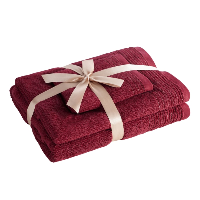 Komplet trzech ręczników Lari 30x50 50x90 70x140 bordowy