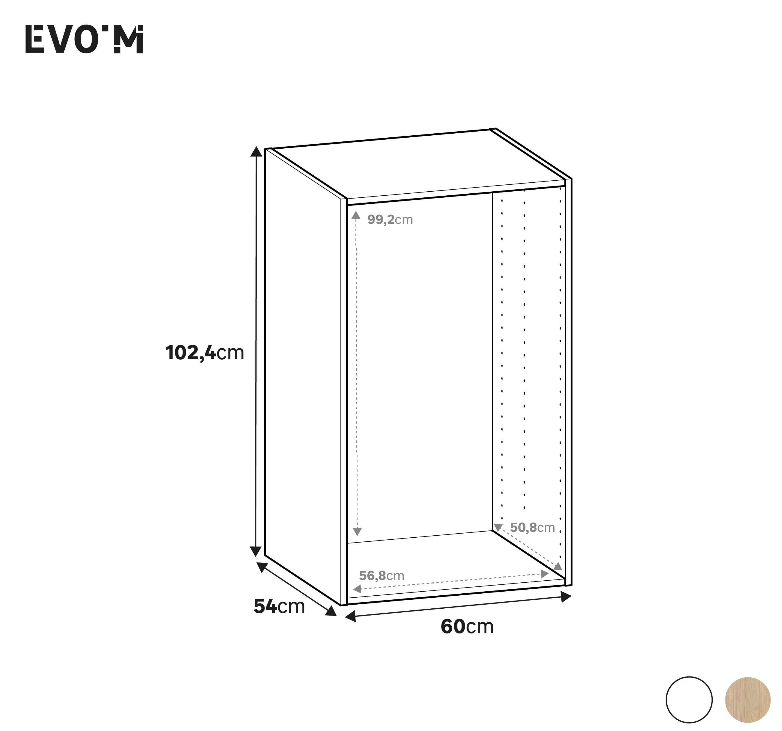 Móvel inferior Spaceo Evo'M 60x54x102.4 cm carvalho - 2