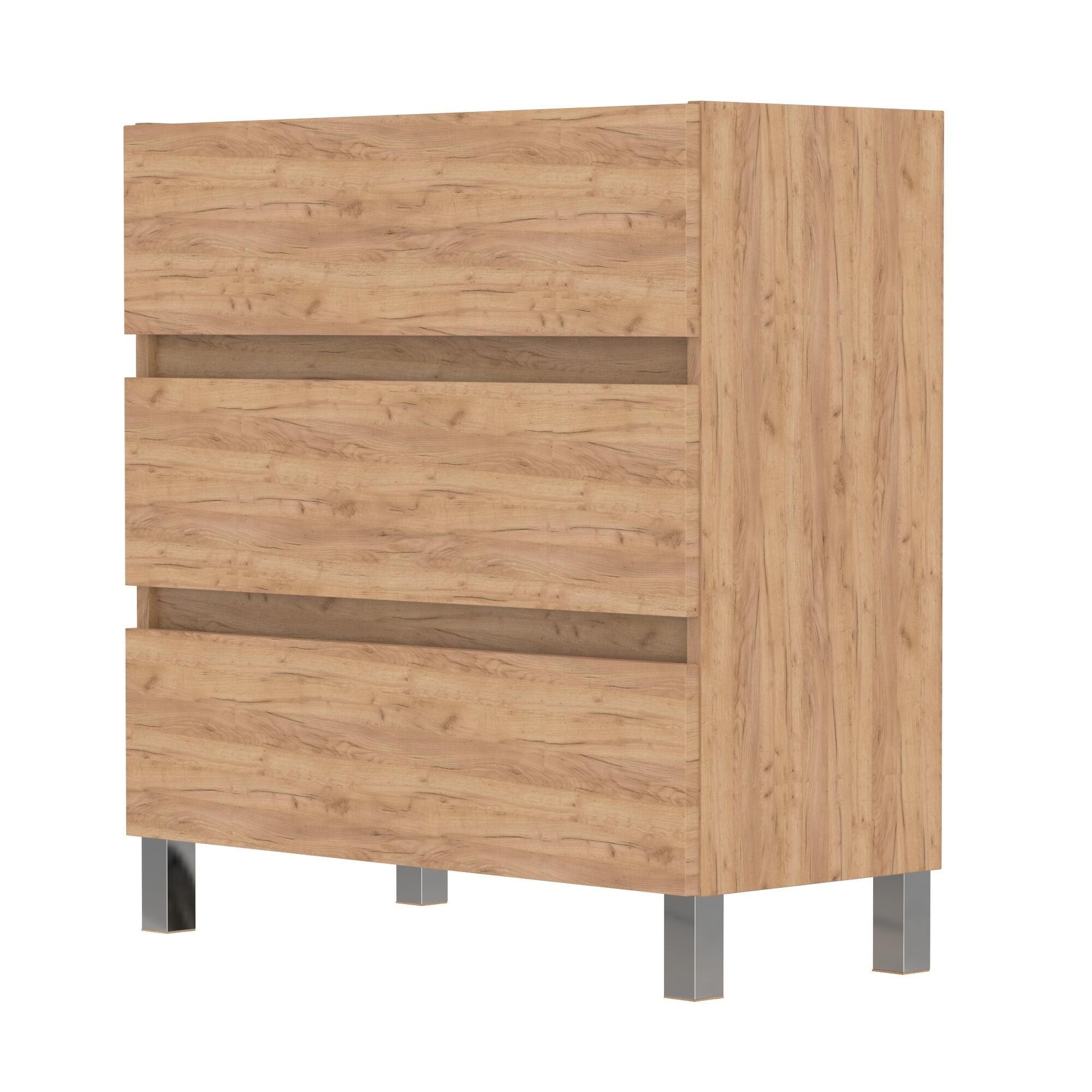 MUEBLE DE BAÑO LIMA ROBLE 80X39CM 3 CAJONES - 3