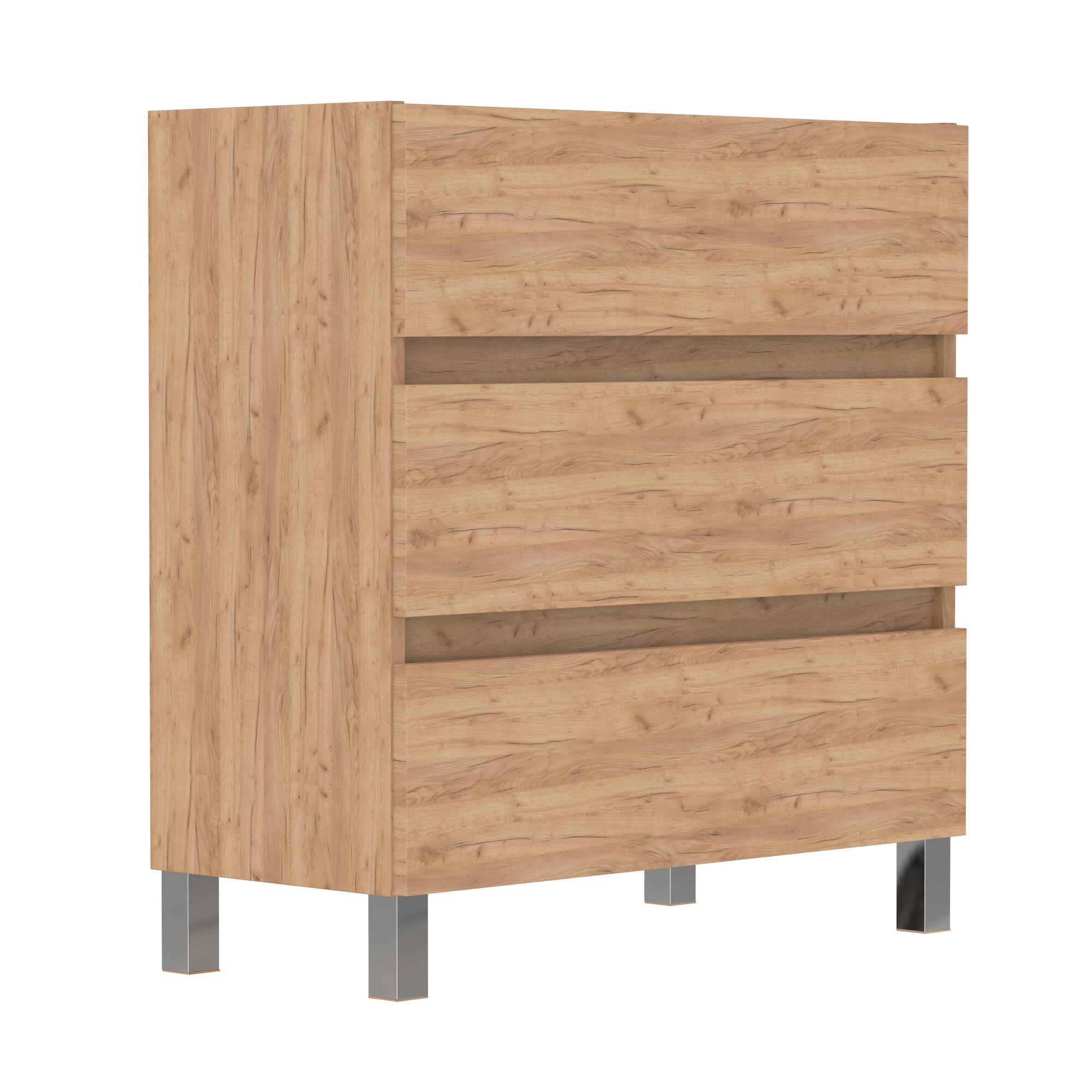 MUEBLE DE BAÑO LIMA ROBLE 80X39CM 3 CAJONES - 2