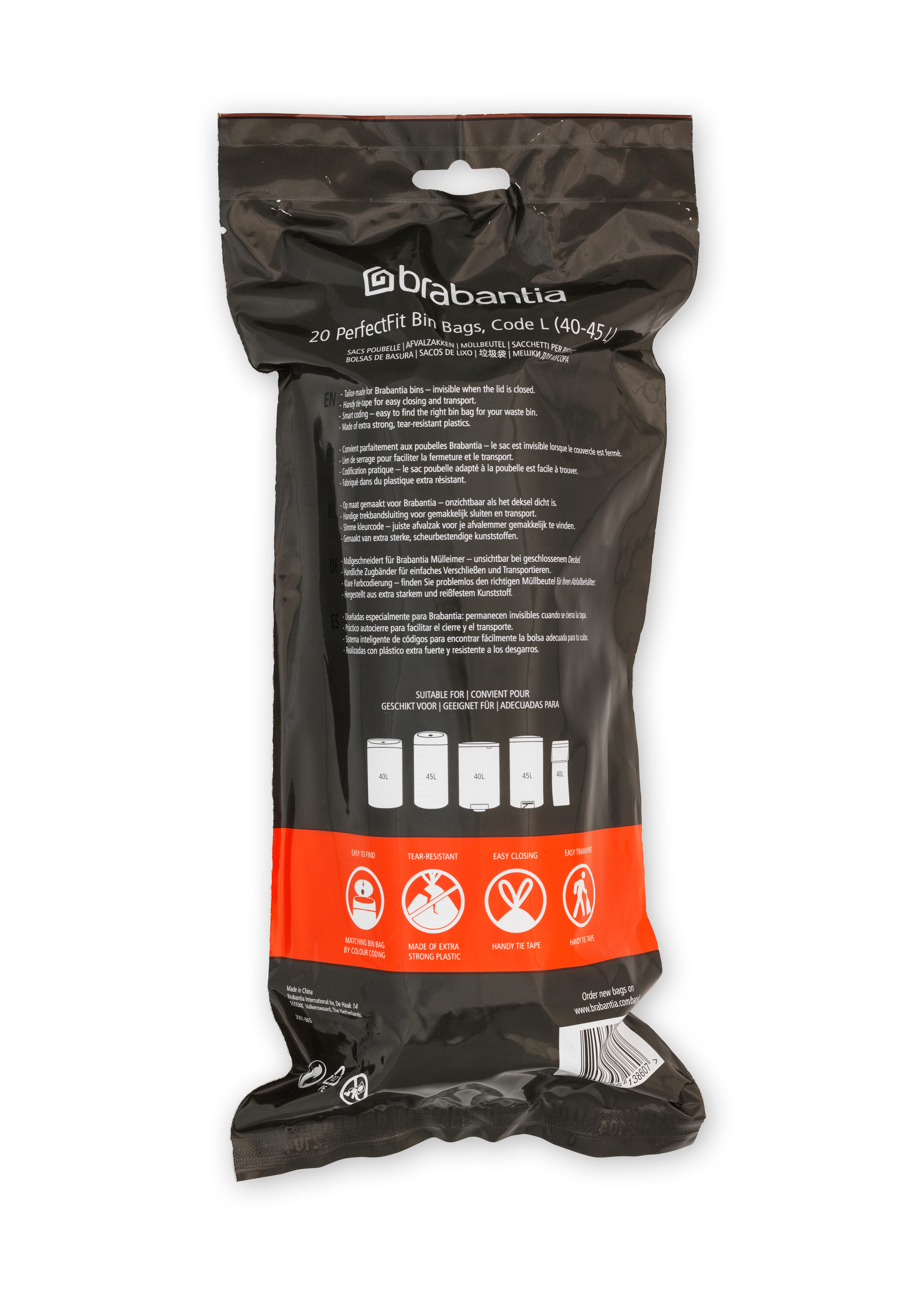 20 sacs-poubelle 40-45L BRABANTIA Perfectfit Code L blanc - 3