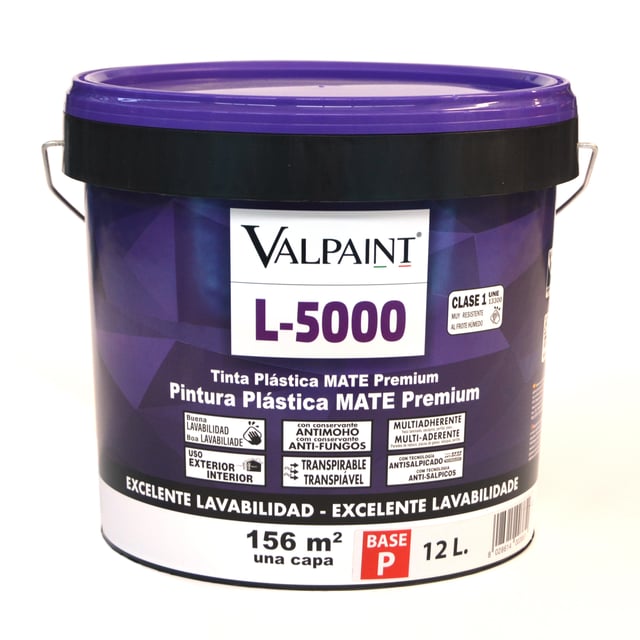 BASE PINTURA PLÁSTICA INTERIOR/EXTERIOR MATE L5000 12L TONOS CLAROS