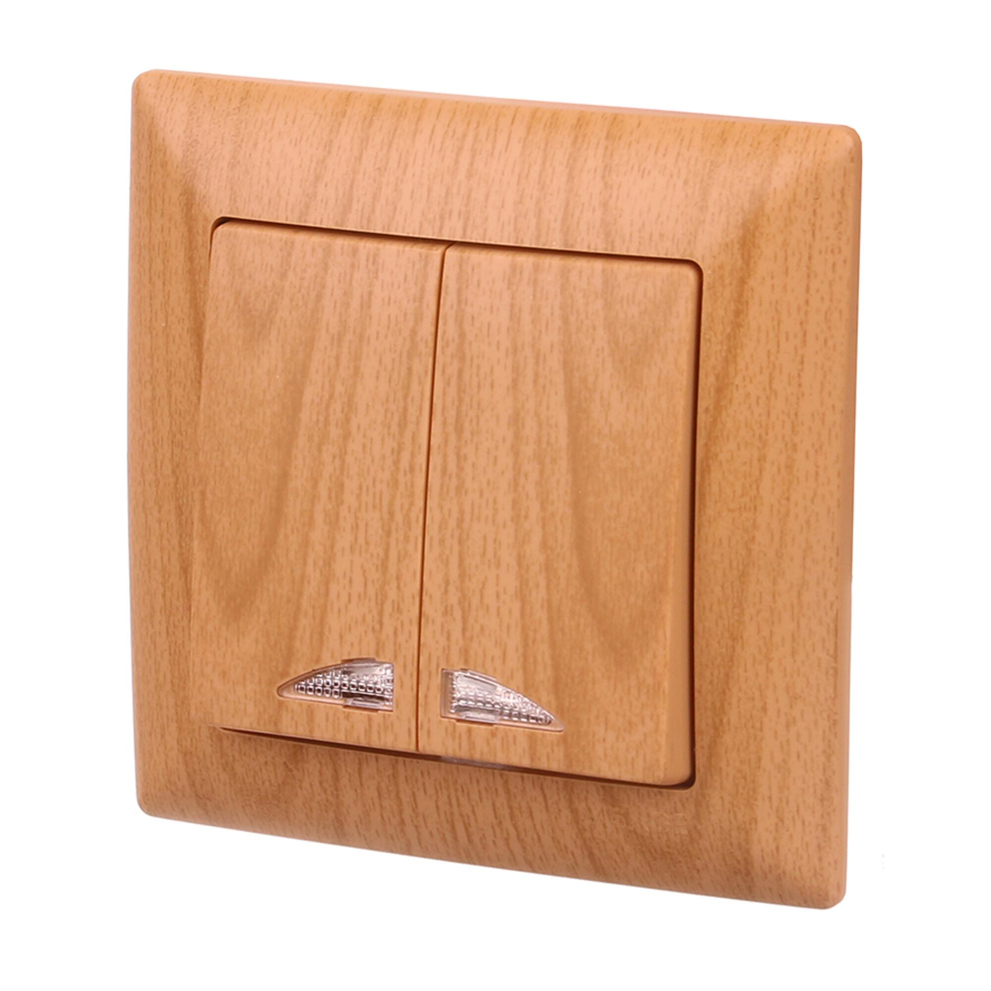 Intrerupator dublu Gunsan Visage, clasic, cu led, IP20, maro