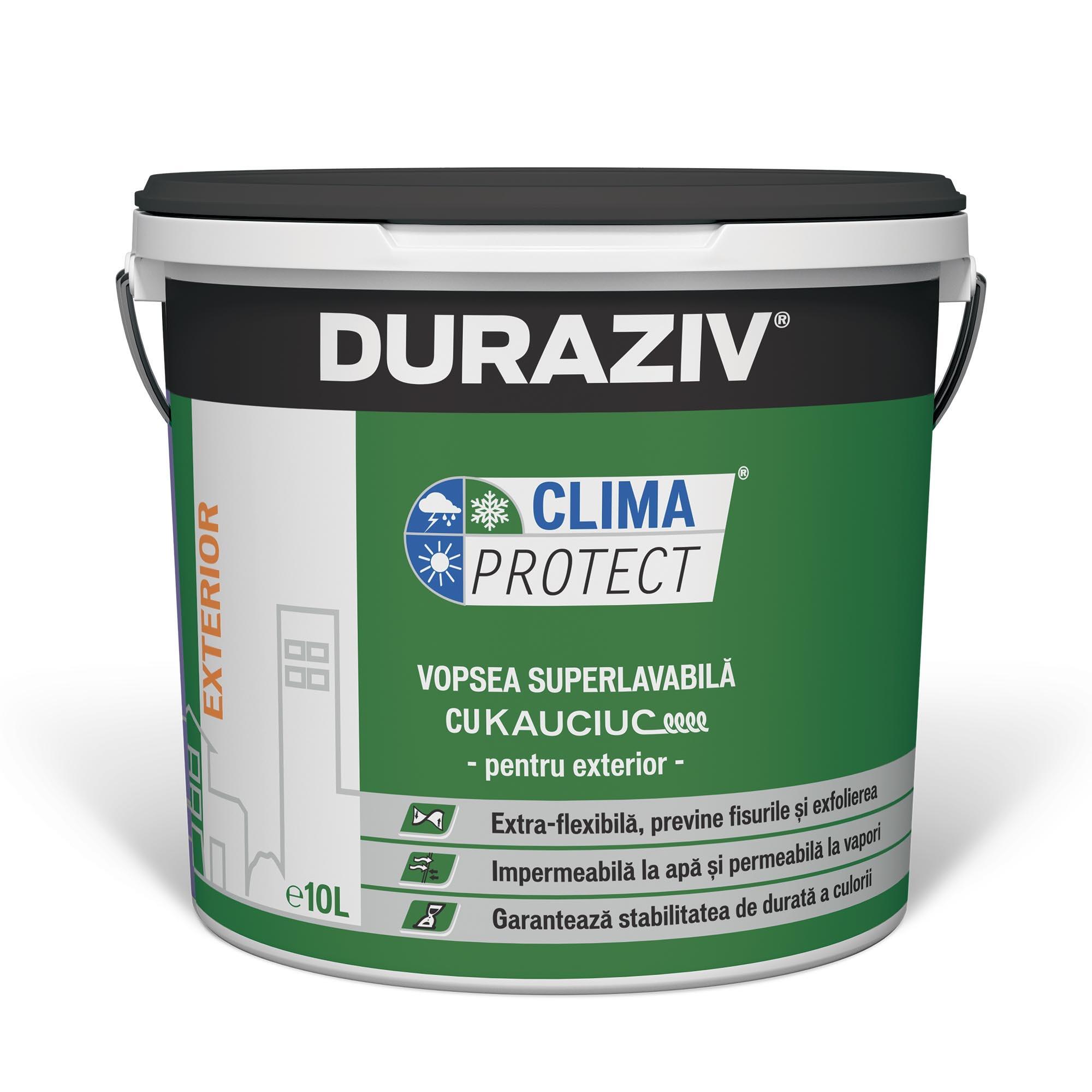 Vopsea lavabila exterior Duraziv Kauciuc, alba, 10 L