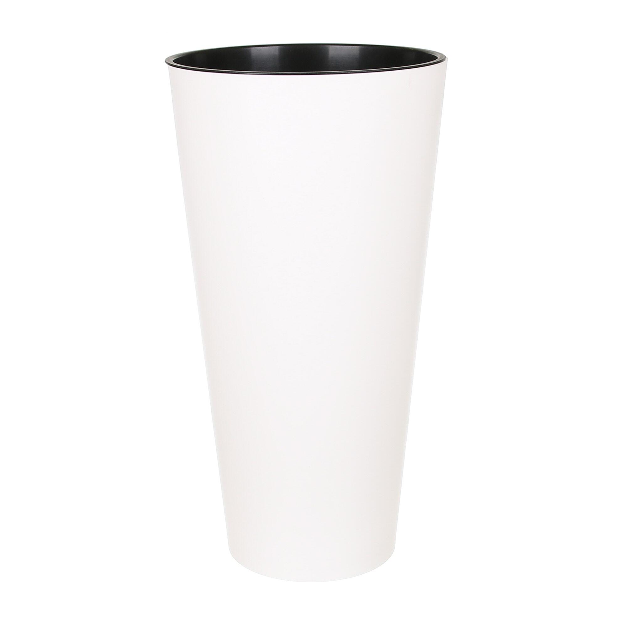 Masca ghiveci flori Tubus Slim, rotunda, polipropilena, Ø 25 cm, alba