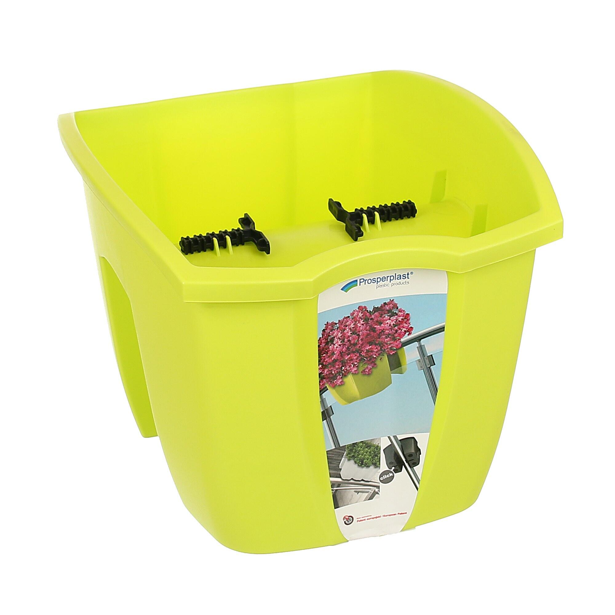 Ghiveci flori Crown, pentru bara balcon, plastic, 24 x 24 cm, verde
