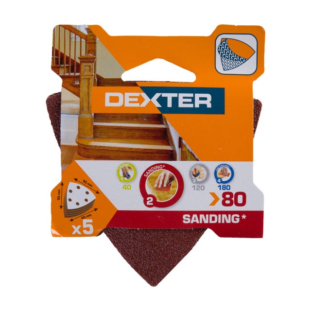 Lot de 5 papiers abrasifs delta DEXTER l.93x L.93mm grain 80