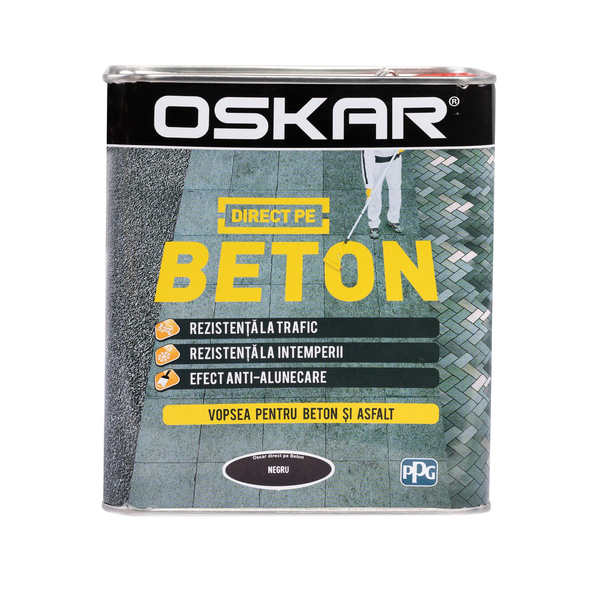 Email pe baza de solvent Oskar Direct pe Beton, negru, aspect mat, 0.75 L
