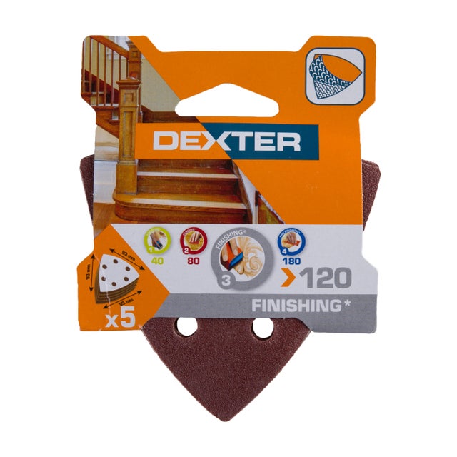 Lot de 5 papiers abrasifs delta DEXTER l.93xL.93mm grain 120