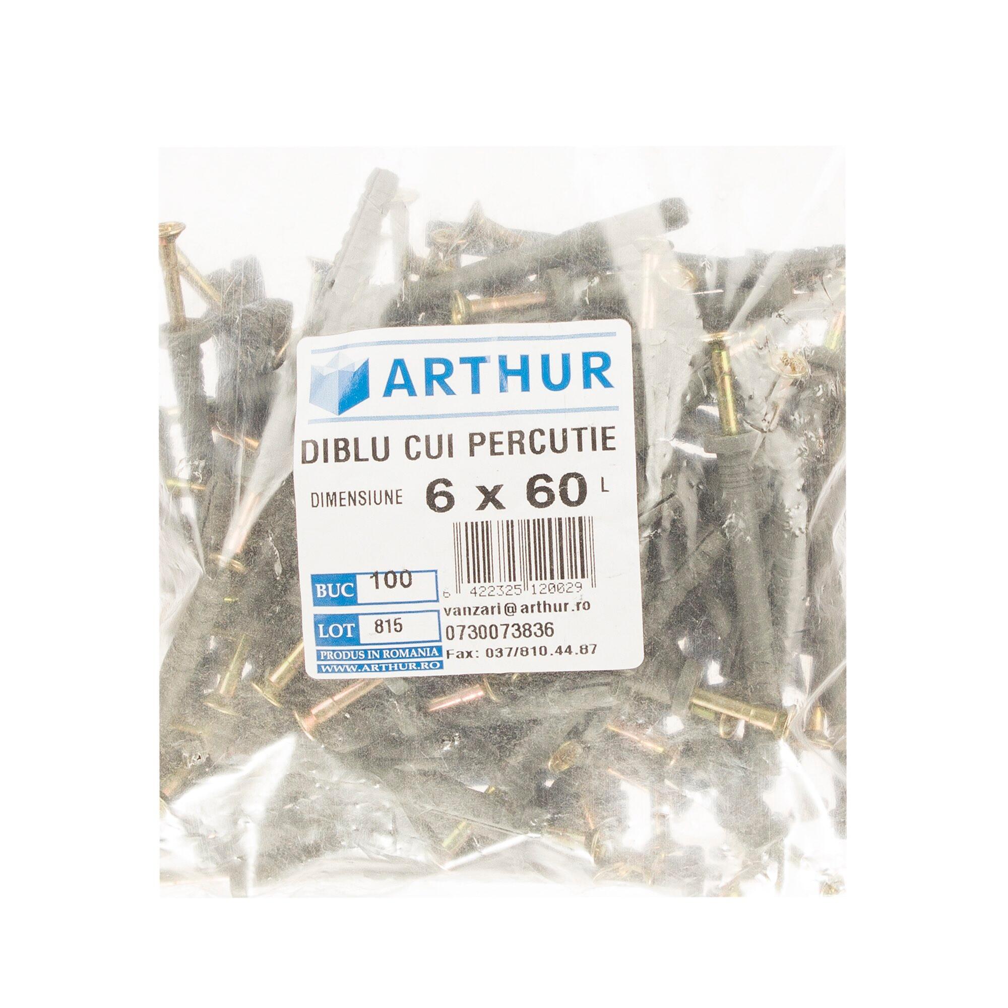 Diblu cu surub cui percutie, polipropilena si otel, Ø 6 x L 60 mm (set 100 buc)