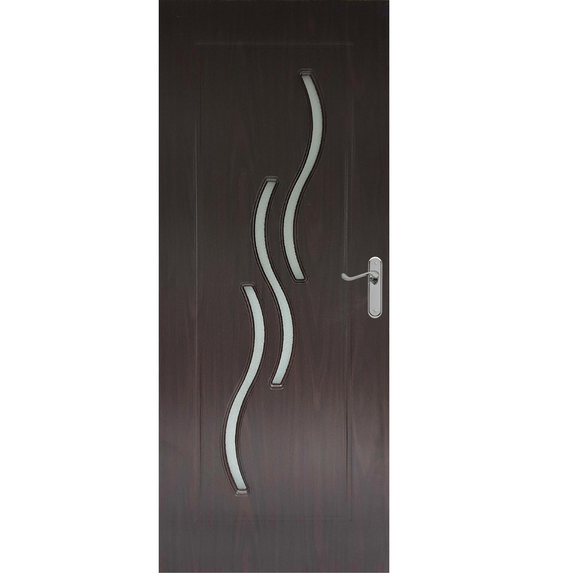 Usa interior MDF, fara toc, Egreta, cu geam, latime 60 cm, dreapta/stanga, wenge