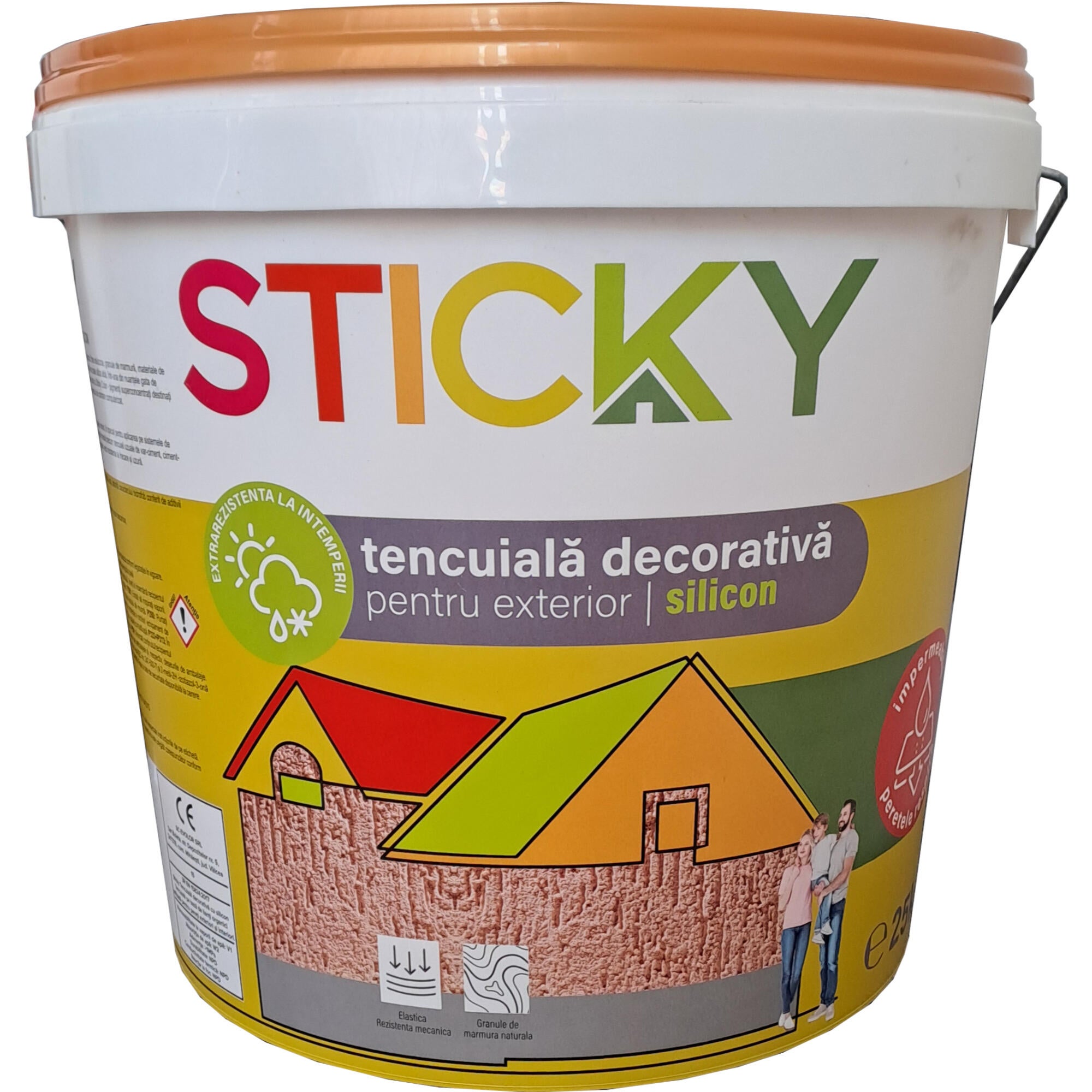 Tencuiala decorativa structurata Sticky Silicon, Cappuccino, 2 mm, aspect scoarta de copac, 25 kg