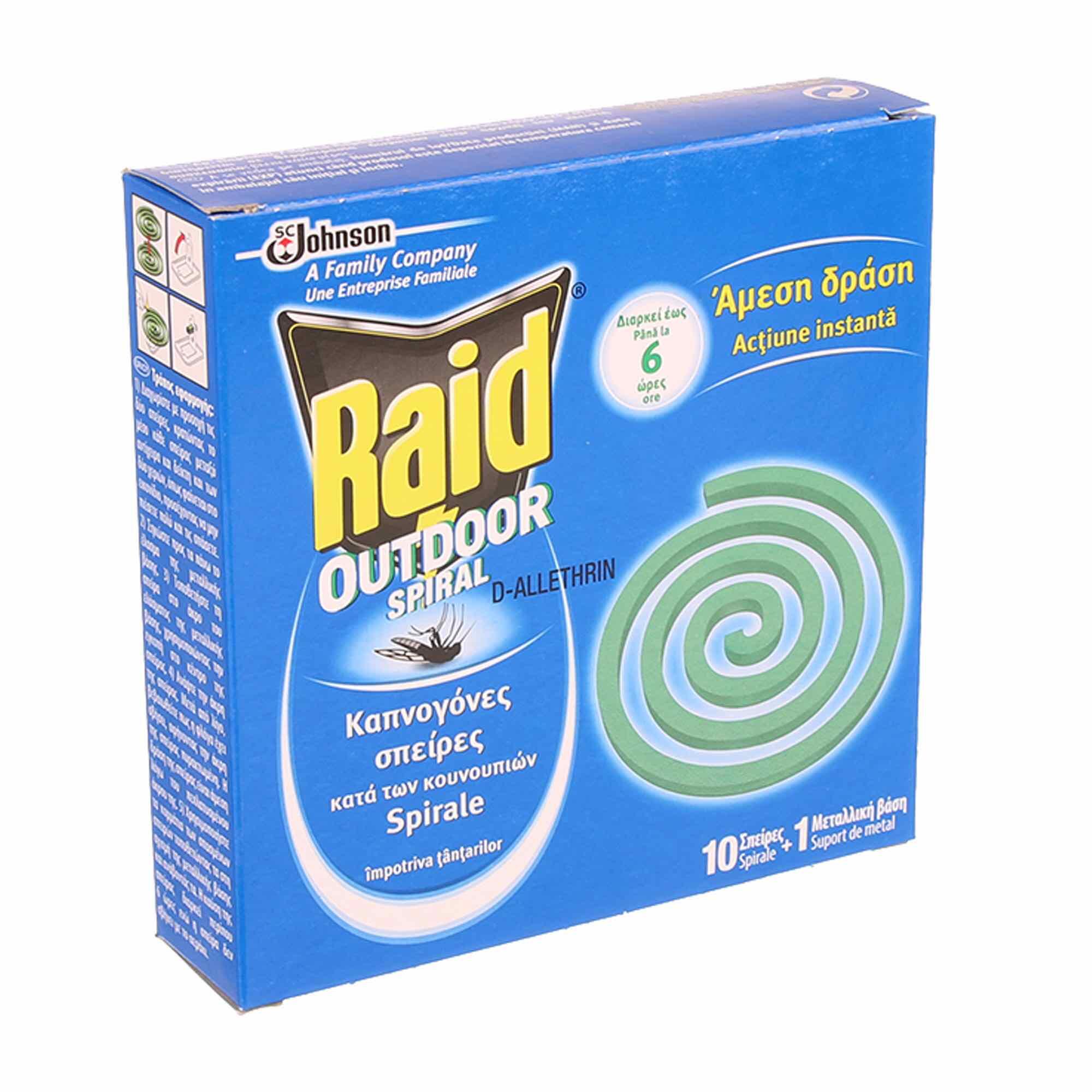 Spirala impotriva tantarilor, Raid, cu suport (set 10 buc)