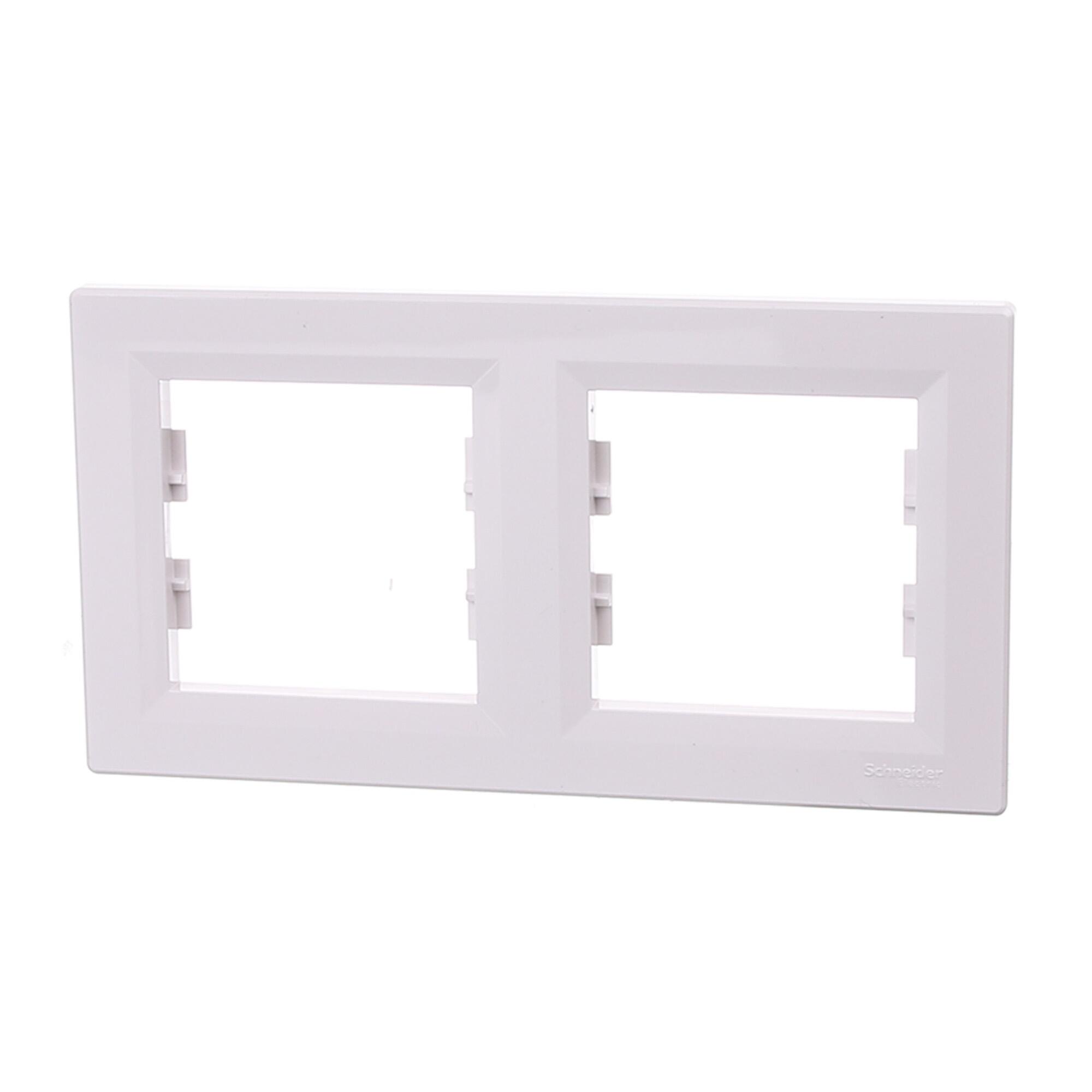Rama decorativa dubla Schneider Asfora, pentru aparataj clasic, IP20, alba