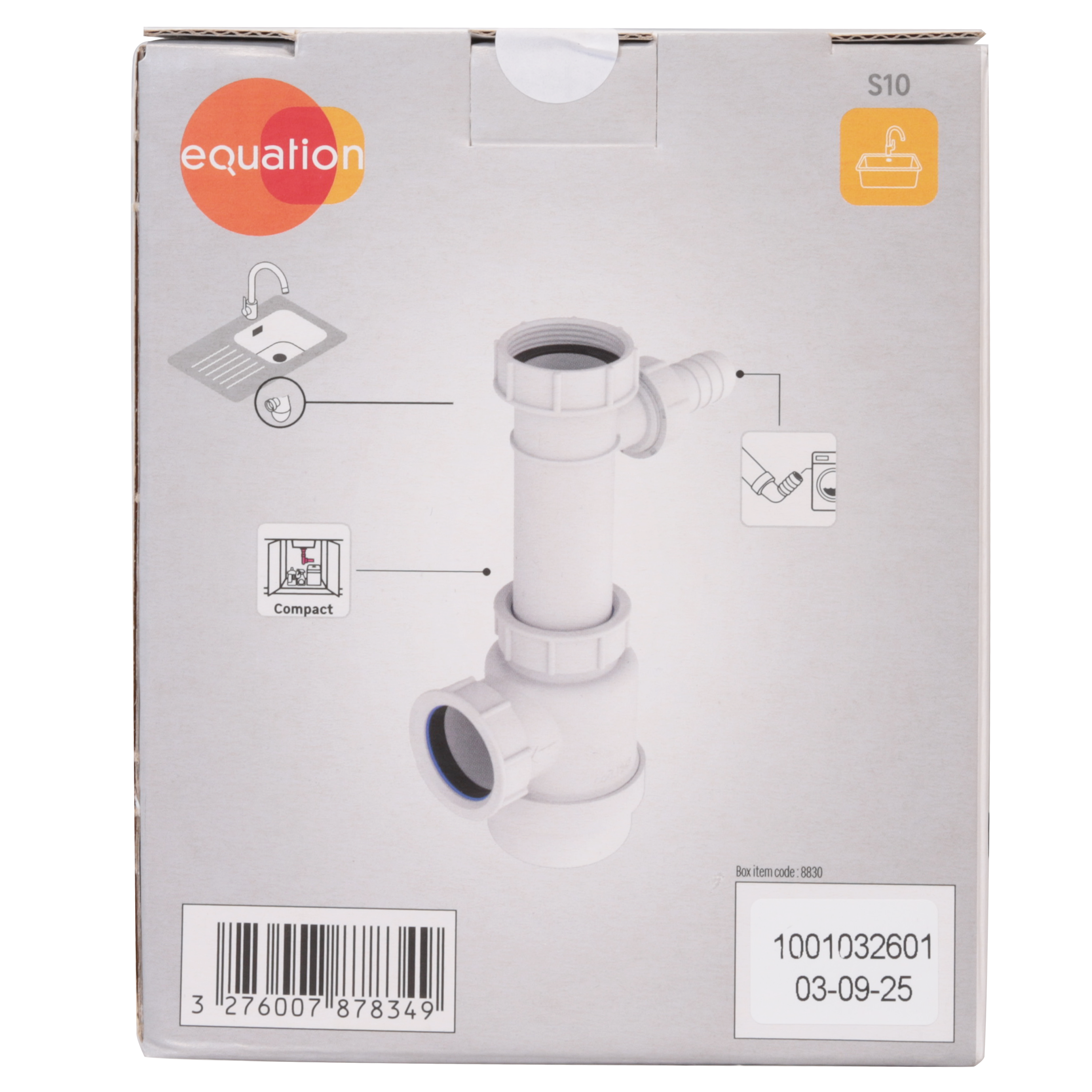 Sifão simples lava loiça 40 EQUATION com ligação esgoto maquina lavar - 6