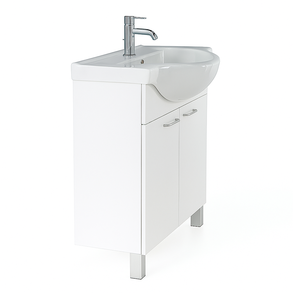 Lavabo d'appoggio rettangolare L 75 x H 20 x P 47 cm in ceramica bianco - 2