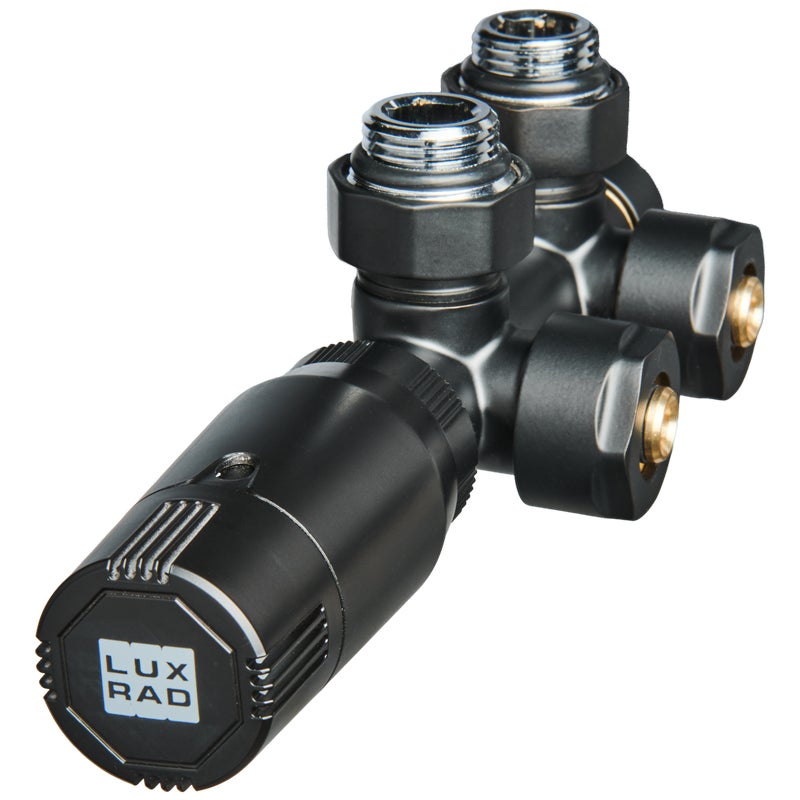 Zestaw termostatyczny DUOPLEX PRAWY 3/4" czarny mat LUXRAD