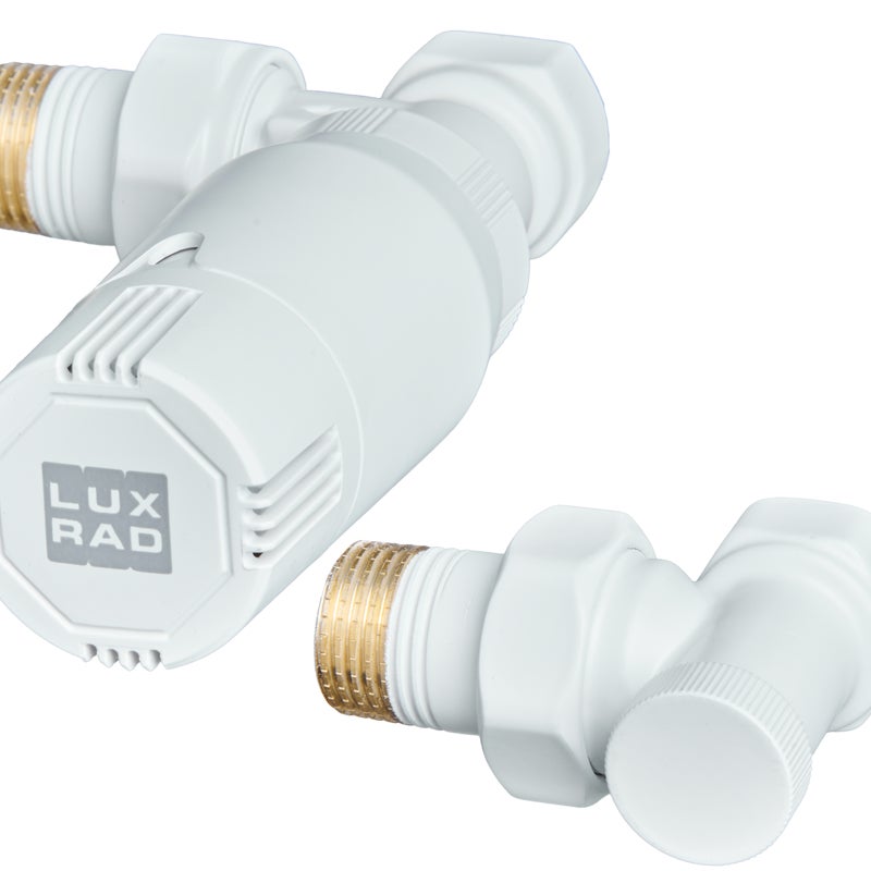 Zestaw termostatyczny KĄTOWY 1/2" biały LUXRAD