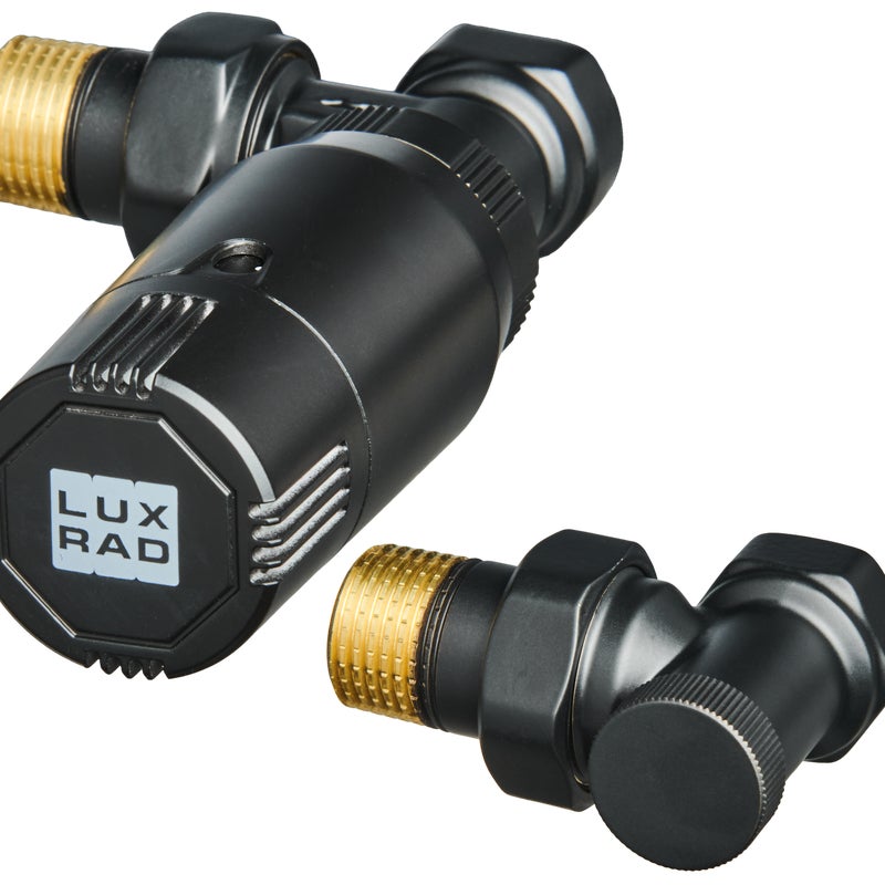 Zestaw termostatyczny KĄTOWY 1/2" czarny mat LUXRAD