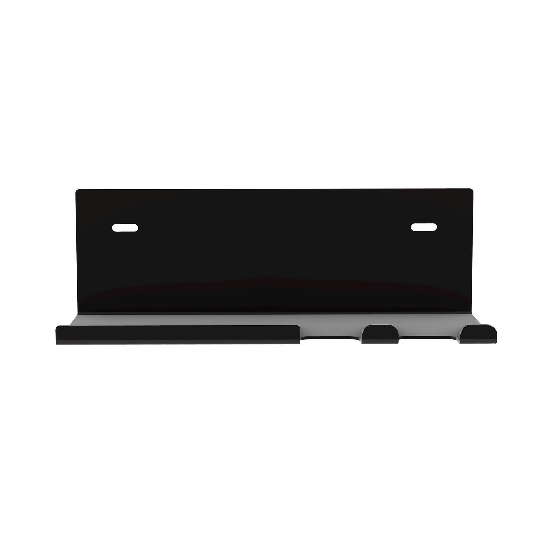 Etagère murale métal noir 2 crochets compatible panneaux tasseaux, l.21.5 cm - 4