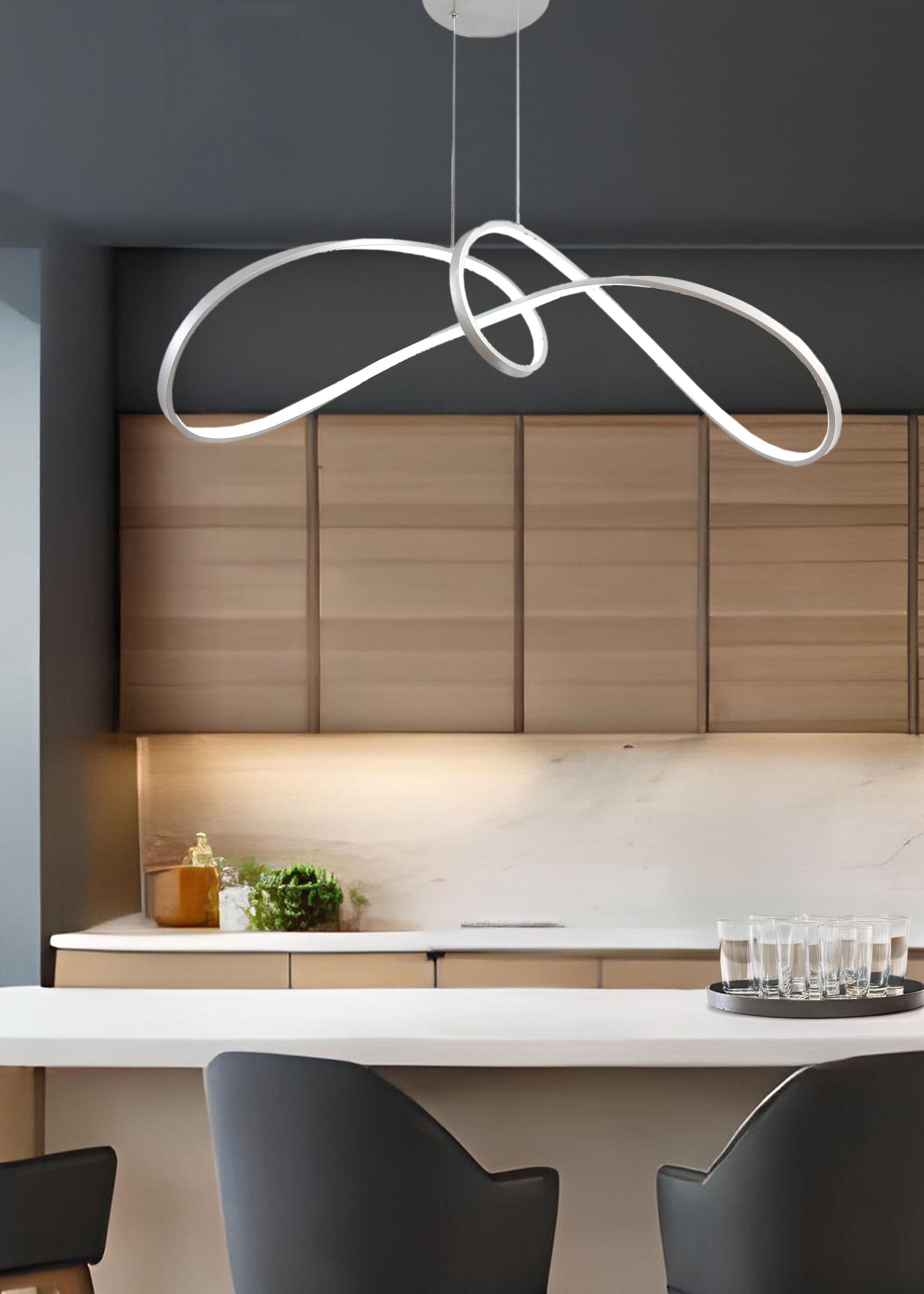 NEAFP Lampadario a LED, Lampadario moderno a LED Grandi anelli Lampadario foyer Ingresso Lampadario a soffitto alto Lampadario con telecomando per sala da pranzo, scala HGCHH