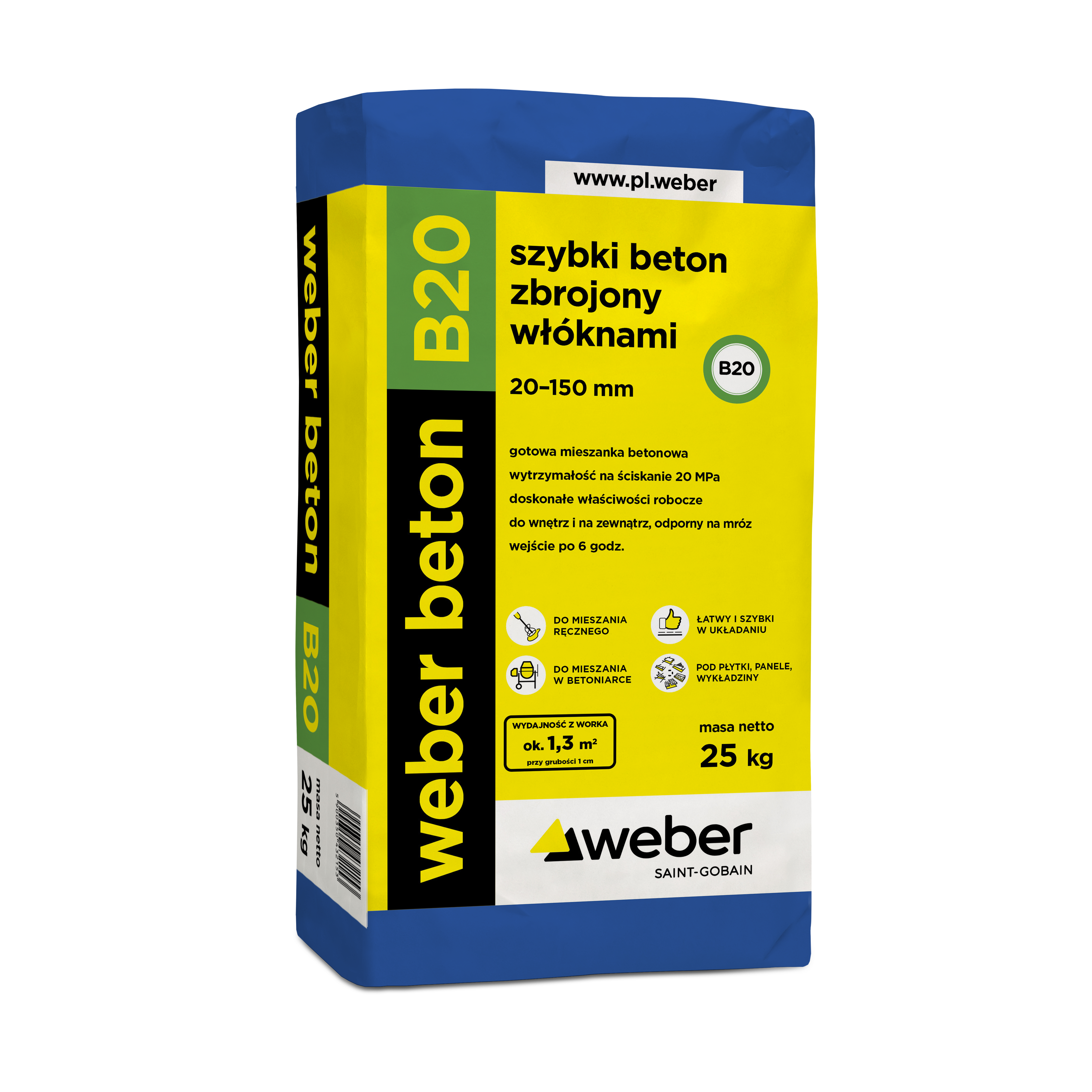 Szybki Beton B20 25 kg WEBER SAINT - GOBAIN