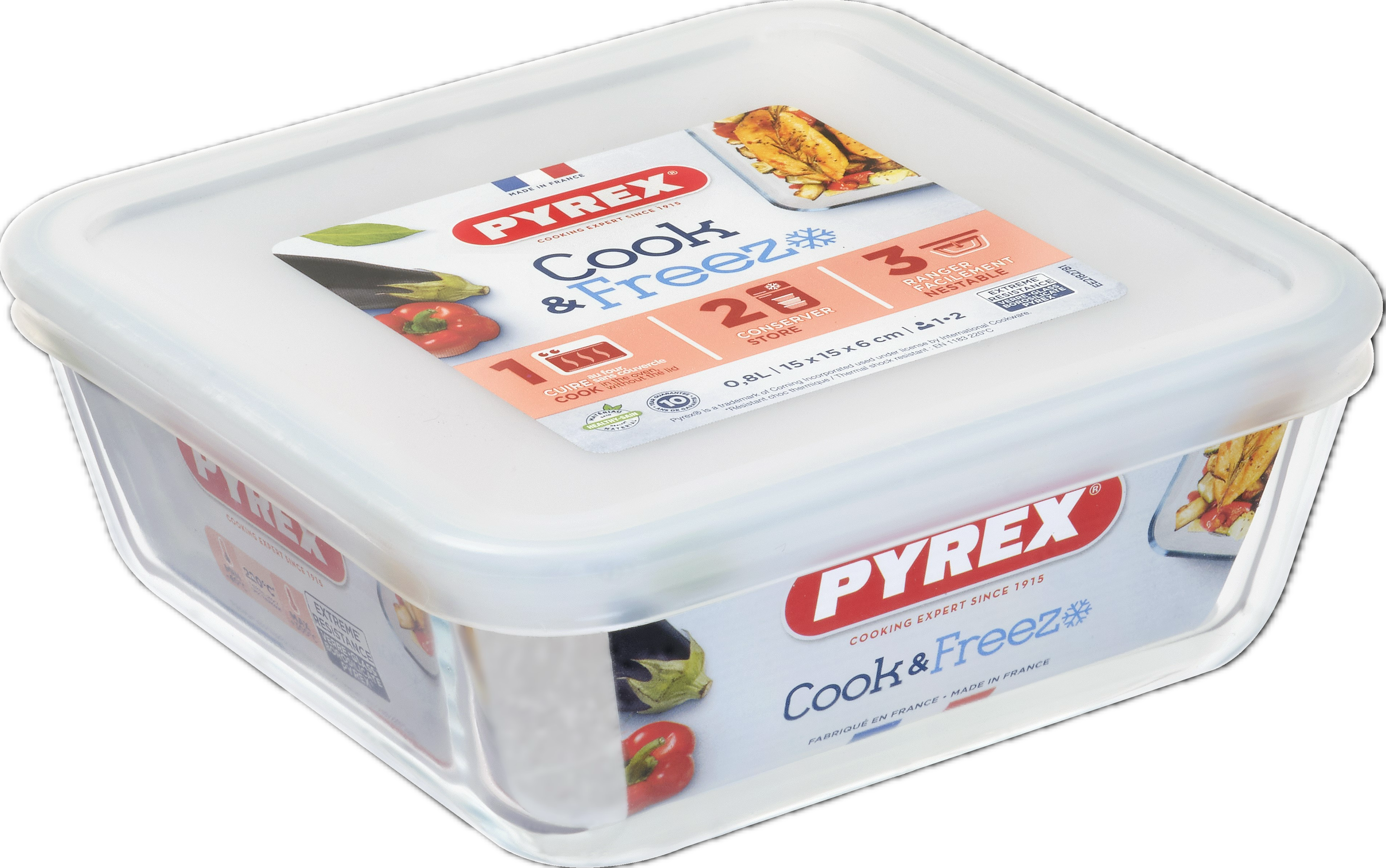 Naczynie żaroodporne Cook & Freeze z pokrywką 20x20x7.5 cm 2 l Pyrex