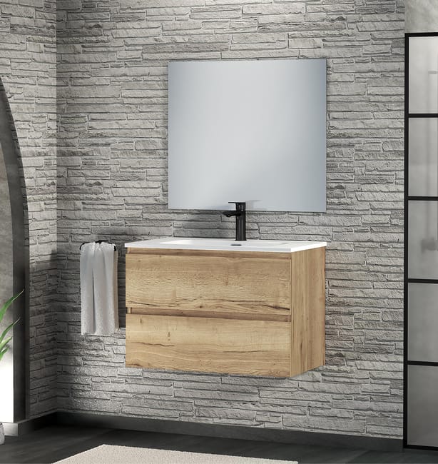 MUEBLE DE BAÑO MAYA ROBLE 80X45CM 2 CAJONES - 1