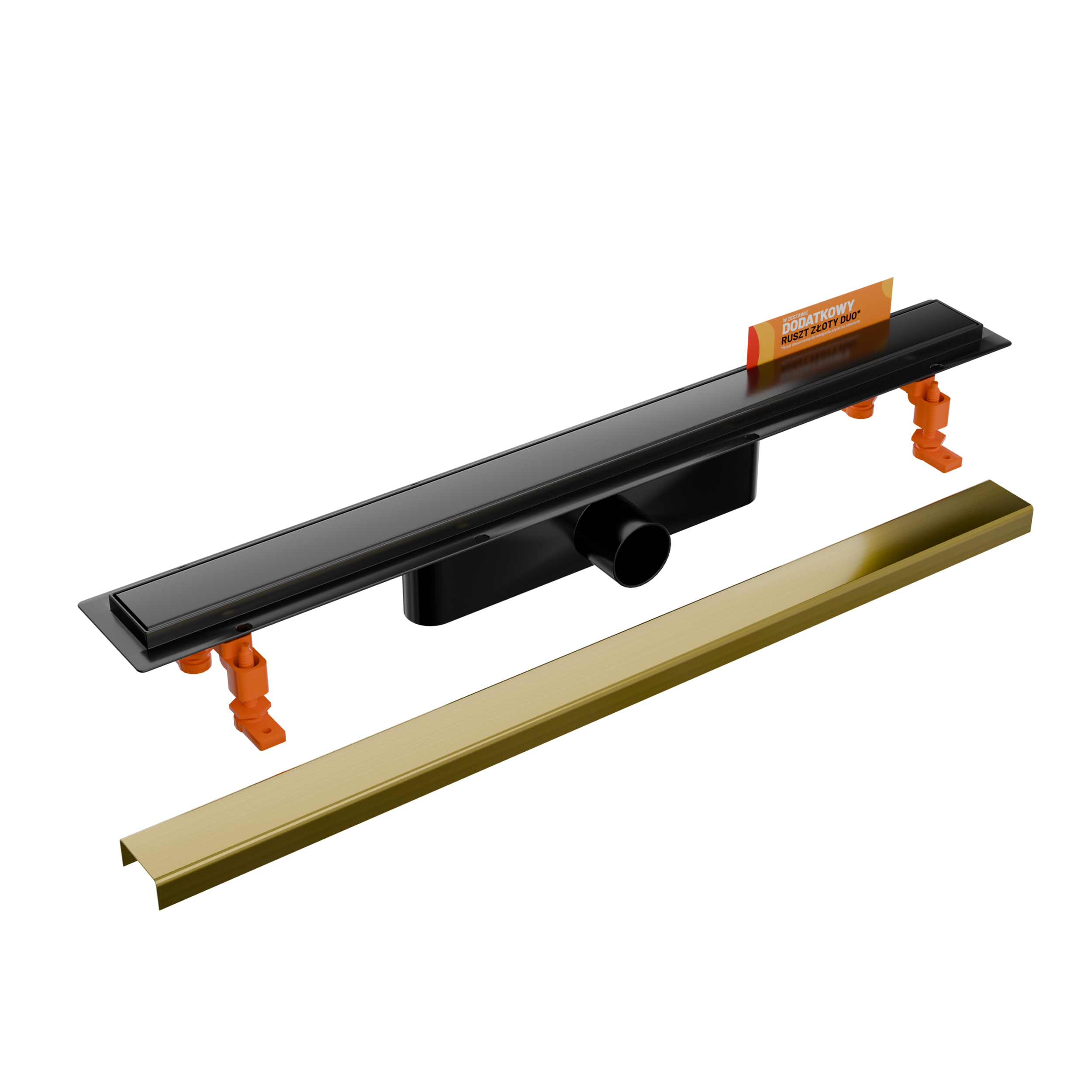 Odpływ liniowy Impressive 800 czarny EQUATION z dodatkowym złotym rusztem w zestawie - 4