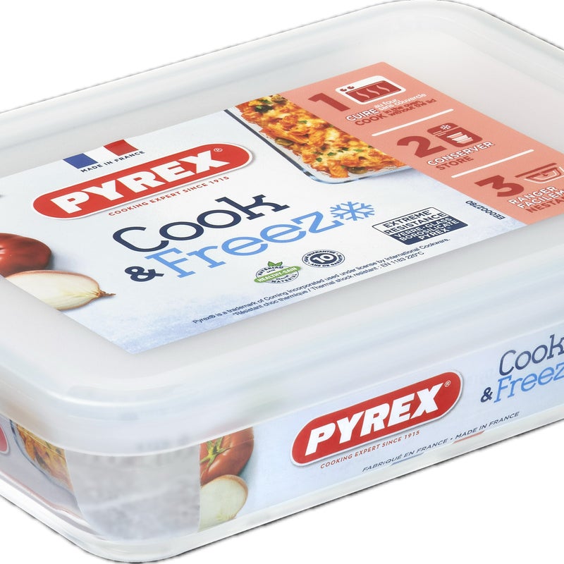Naczynie żaroodporne Cook & Freeze z pokrywką 19x14x4 cm 0,8 l Pyrex