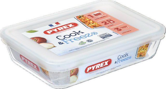Naczynie żaroodporne Cook & Freeze z pokrywką 19x14x4 cm 0,8 l Pyrex