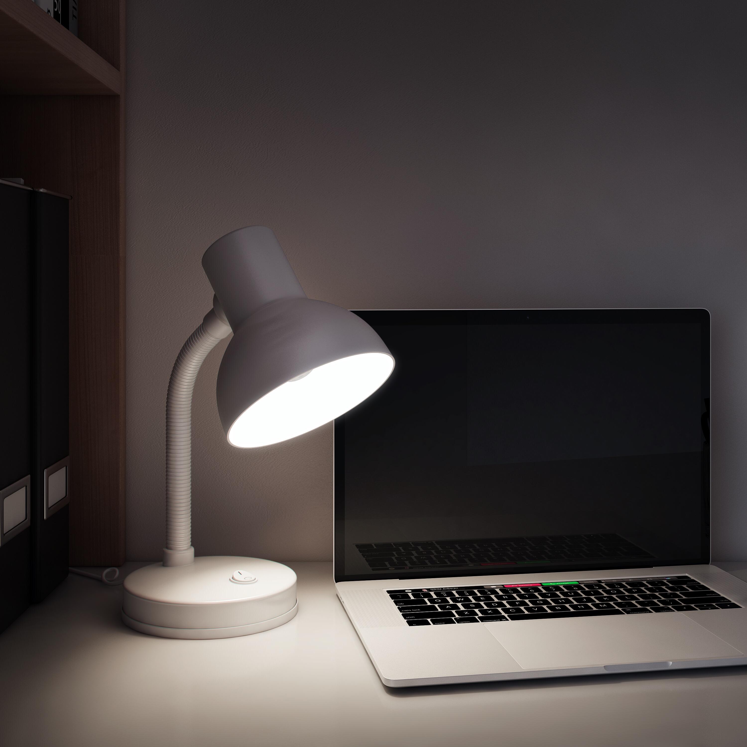 Lampe de bureau Buro, acier, blanc, H.32 cm INSPIRE, E27 - 2