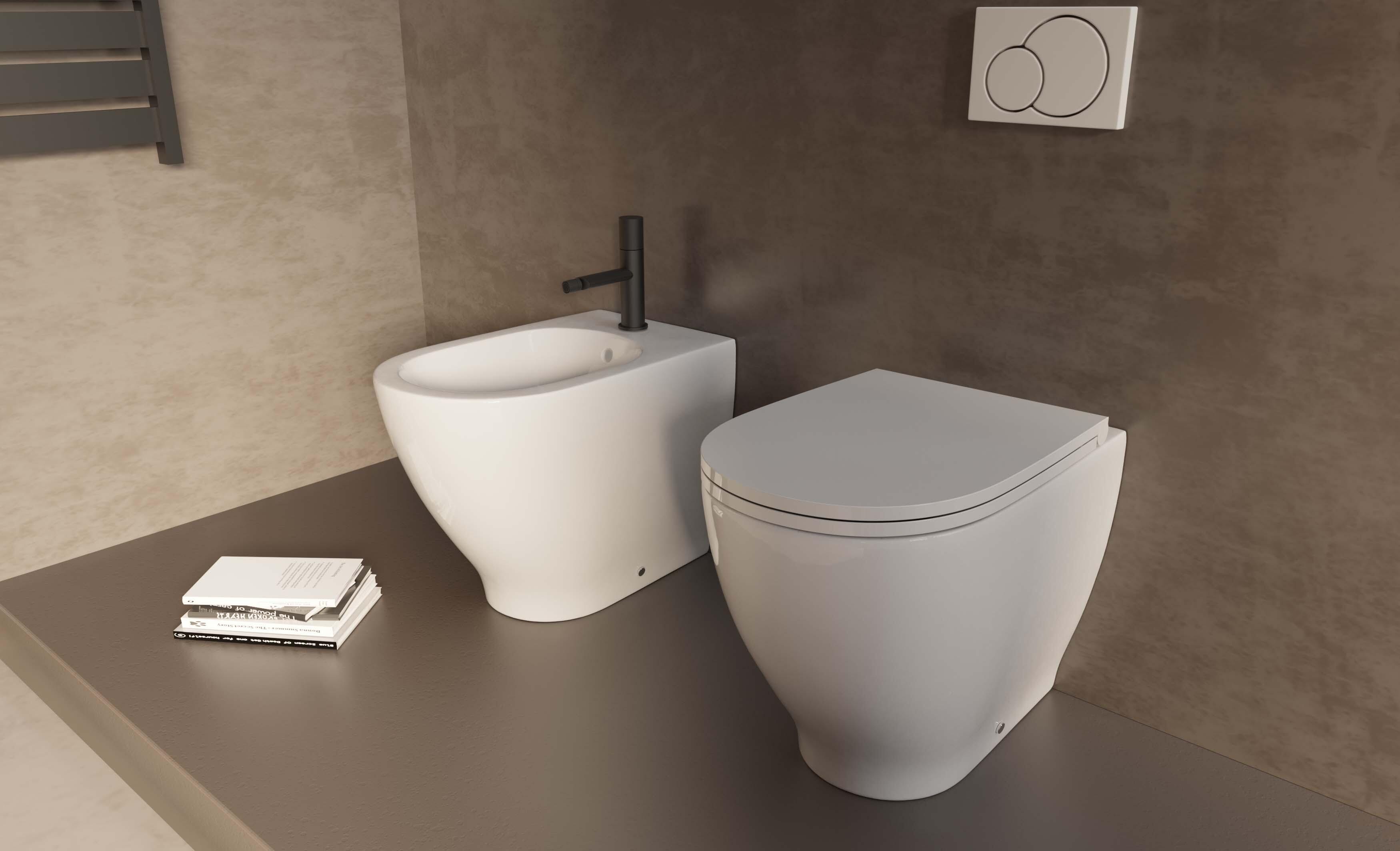 Vaso WC filomuro e parete KERASAN aquatech, sedile escluso P 55.5 x L 35.5 x H 42 cm bianco lucido - 8