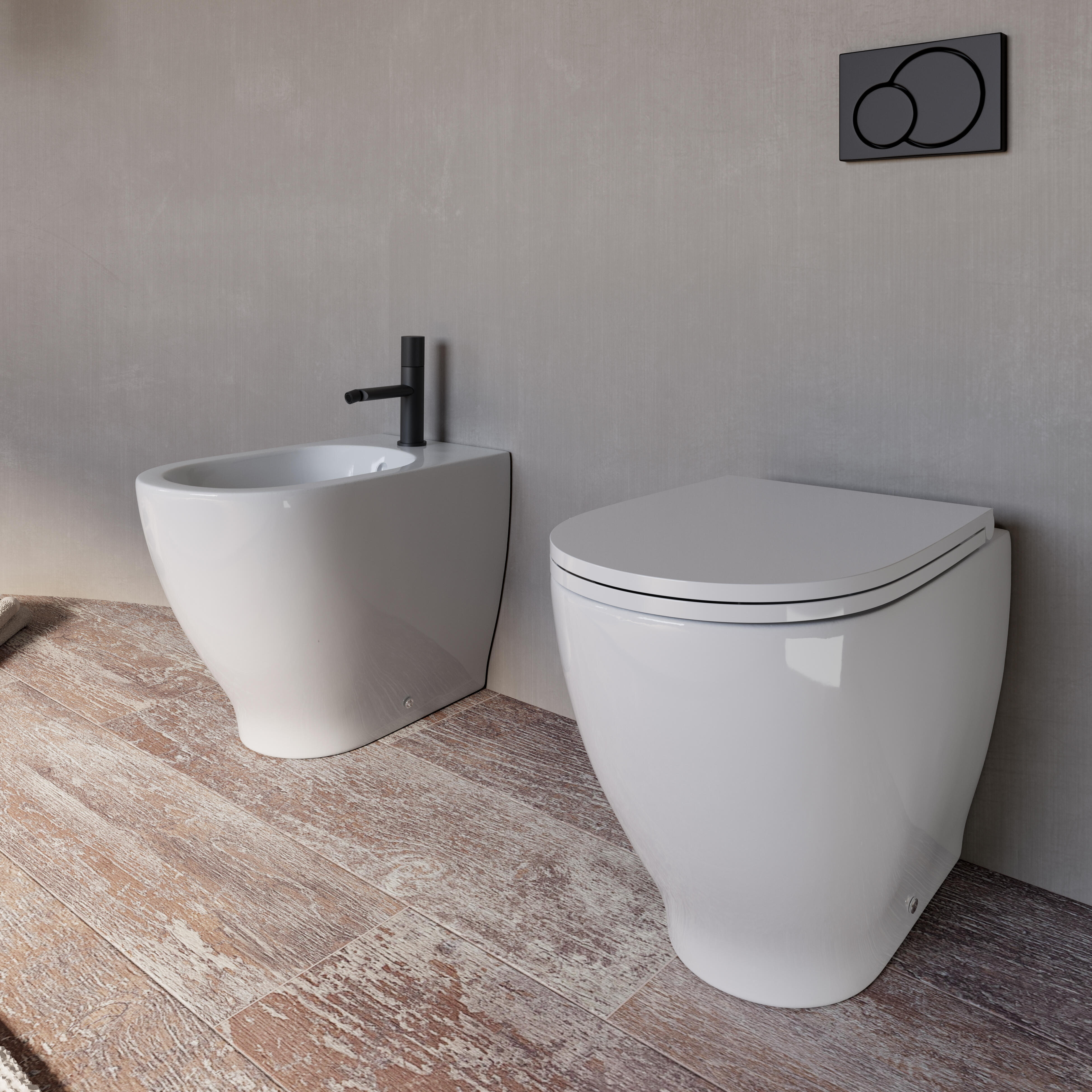 Vaso WC filomuro e parete KERASAN aquatech, sedile escluso P 55.5 x L 35.5 x H 42 cm bianco lucido - 6