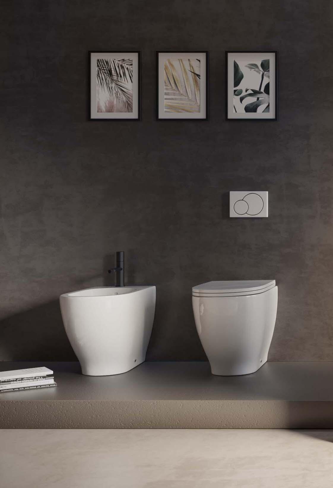 Vaso WC filomuro e parete KERASAN aquatech, sedile escluso P 55.5 x L 35.5 x H 42 cm bianco lucido - 3