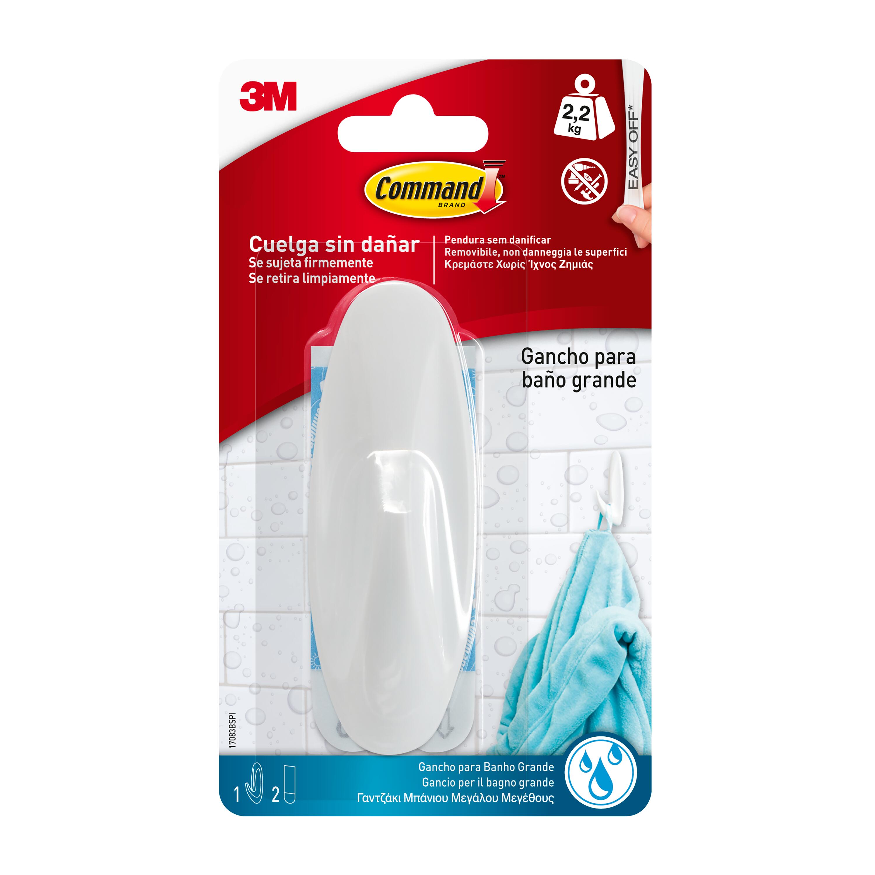 Gancio adesivo COMMAND 17083B in polipropilene  bianco H95 X L35 mm  portata max 2.2 Kg - 10