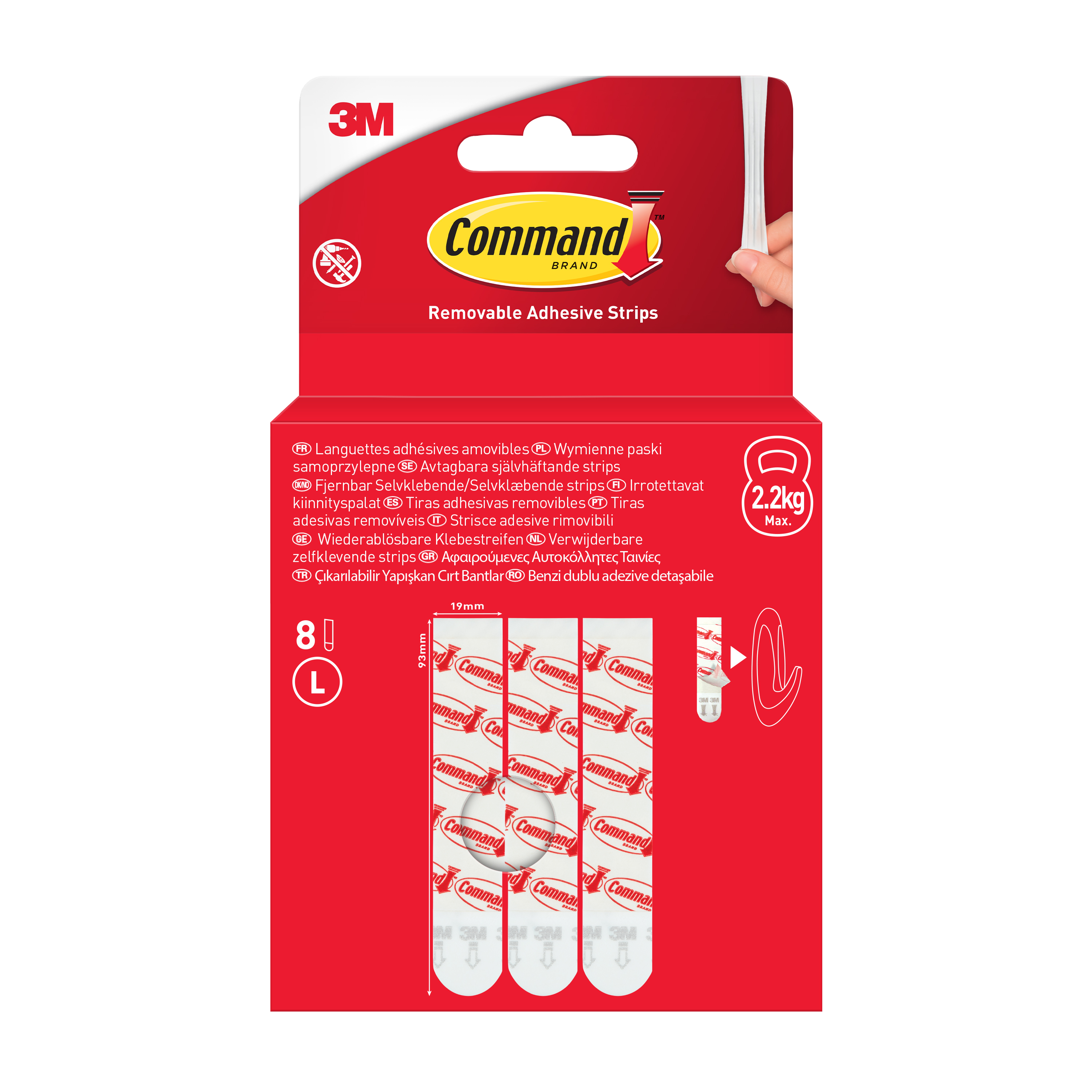 Paski samoprzylepne usuwalne 2.2 kg 8 sztuk COMMAND