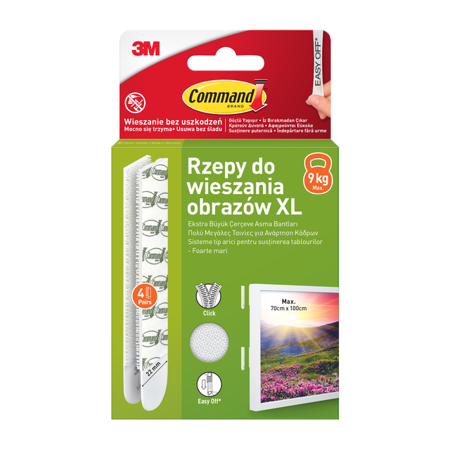 Rzepy do zawieszania obrazów białe XL 4 pary COMMAND
