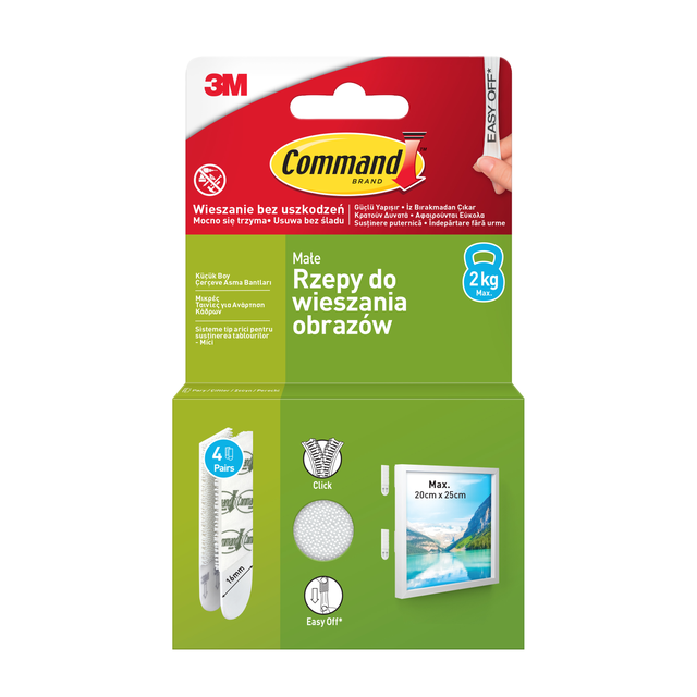 Rzepy do wieszania obrazów max 20x25 cm małe 2 kg Command