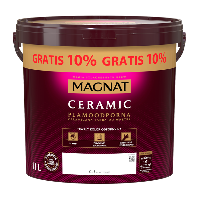 Farba Magnat Ceramic Biały Mat 10 l +10% GRATIS