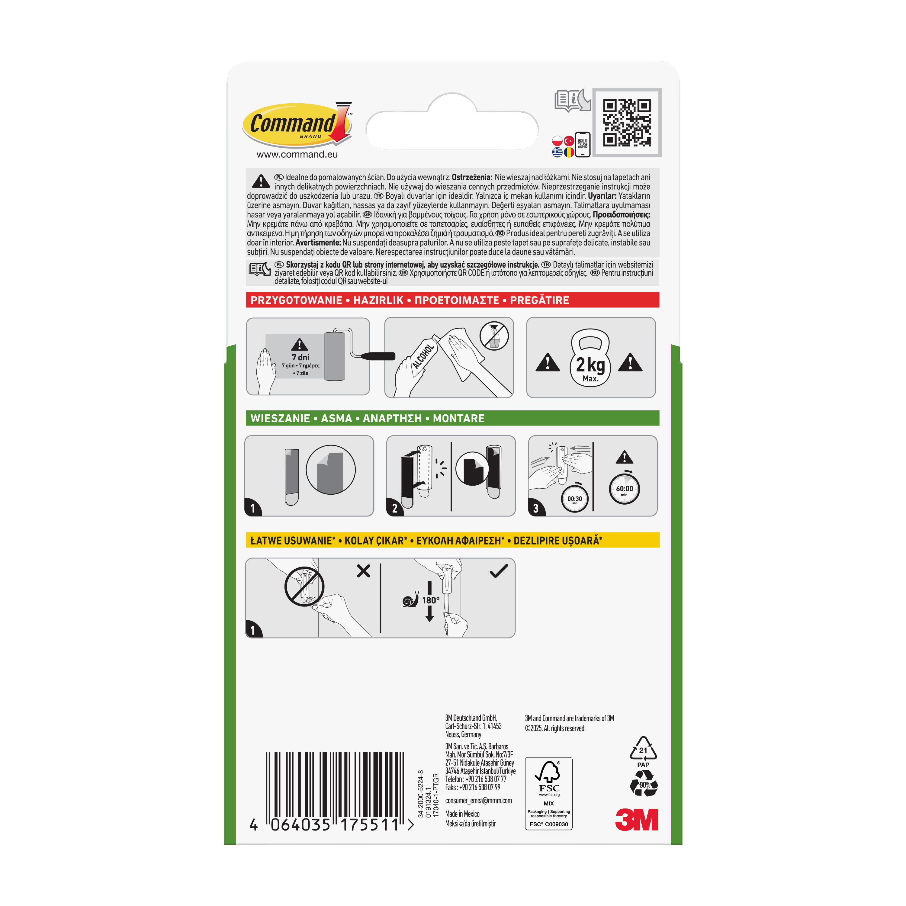Haczyk samoprzylepny wieszak do obrazów max. 25x76 mm 2 kg 1 sztuka plus 2 paski COMMAND - 3