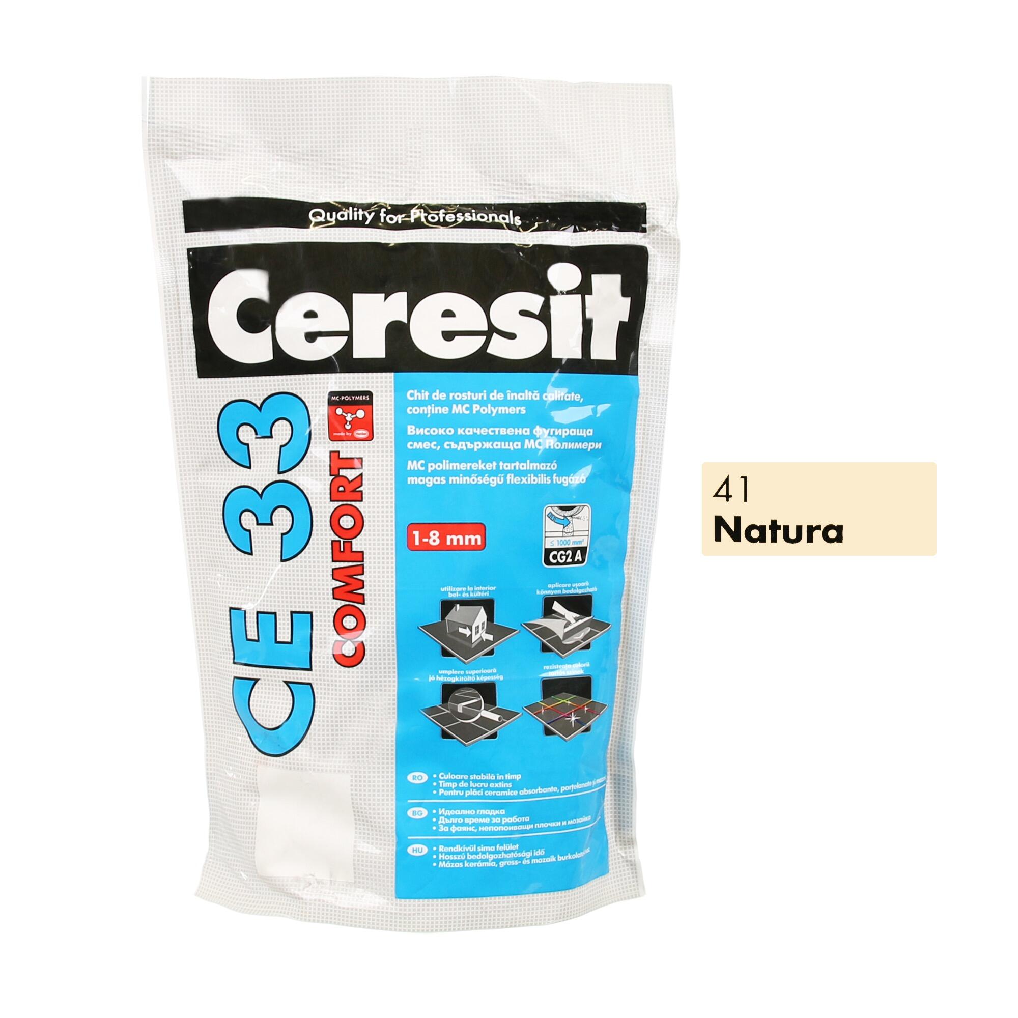 Chit de rosturi gresie si faianta Ceresit CE 33 Natura, crem, interior, 5 kg