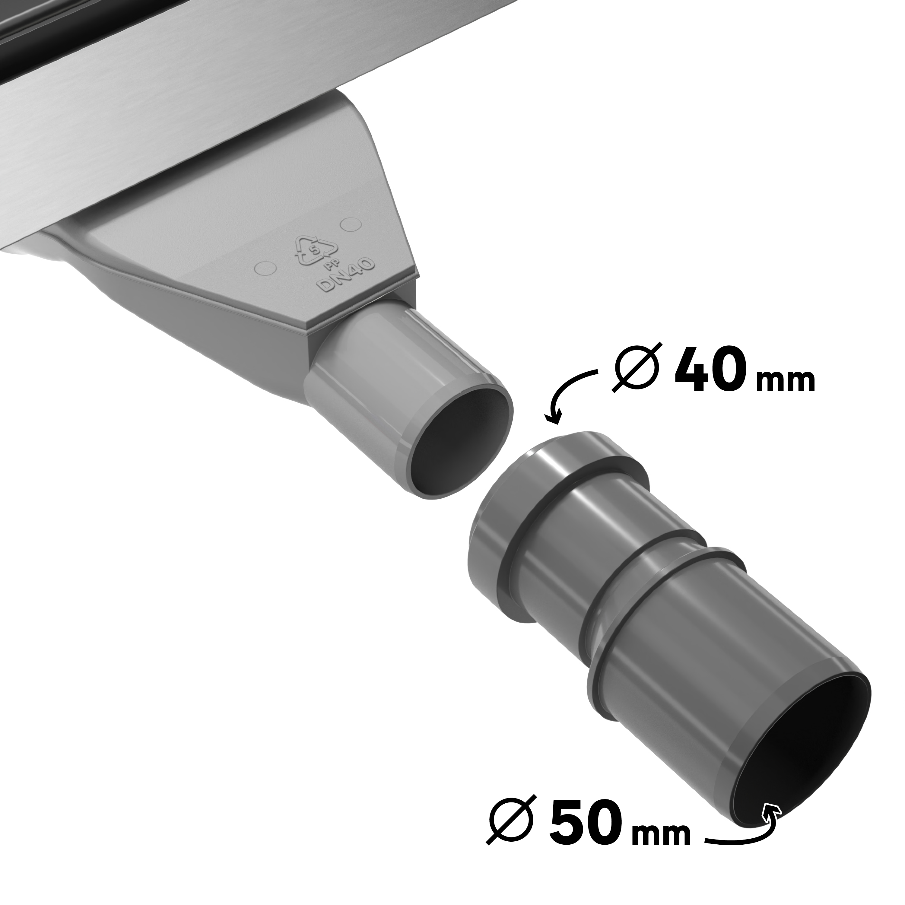Calha duche Italiano EQUATION inox retangular 600 mm preto - 9