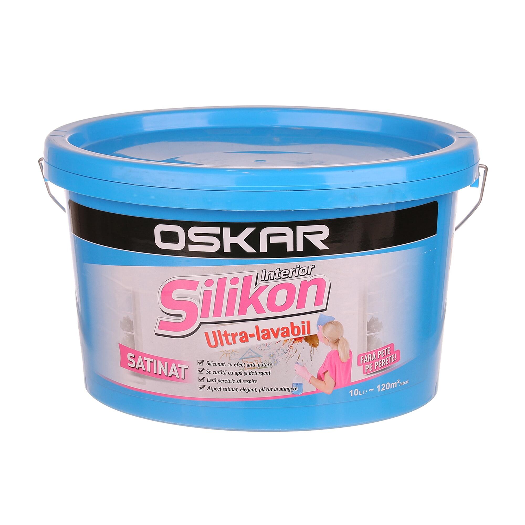 Vopsea lavabila alba Oskar Silikon, de interior, 10 L, aspect satinat