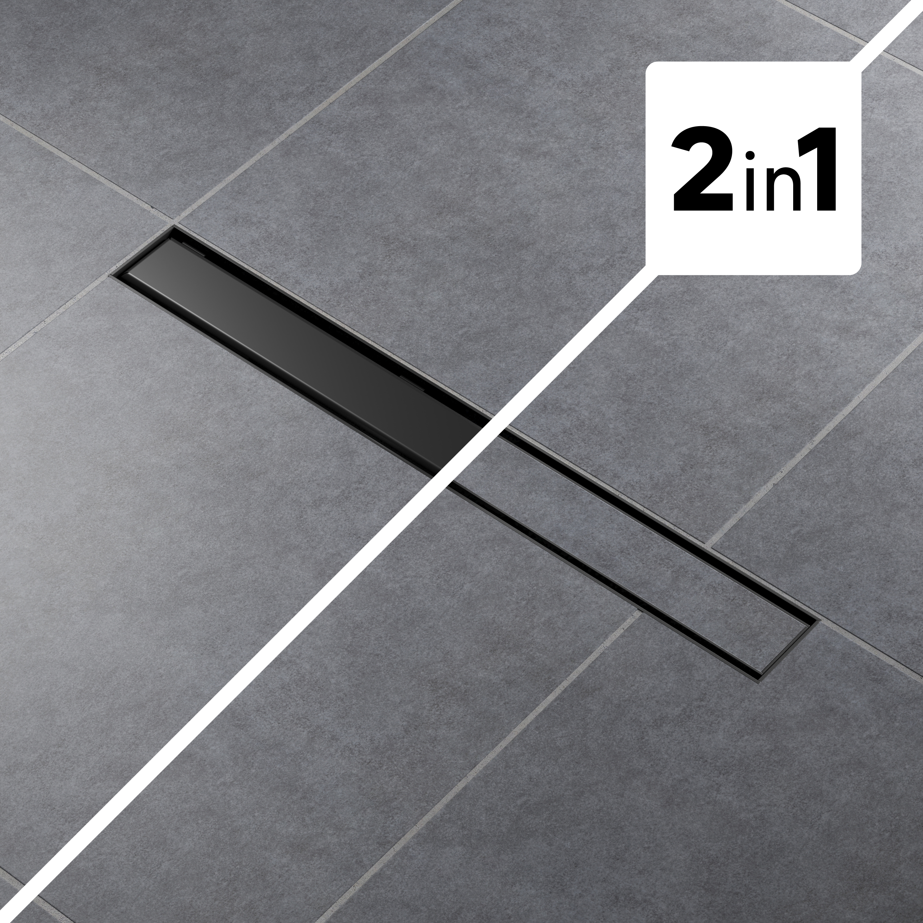 Calha duche Italiano EQUATION inox retangular 600 mm preto - 11