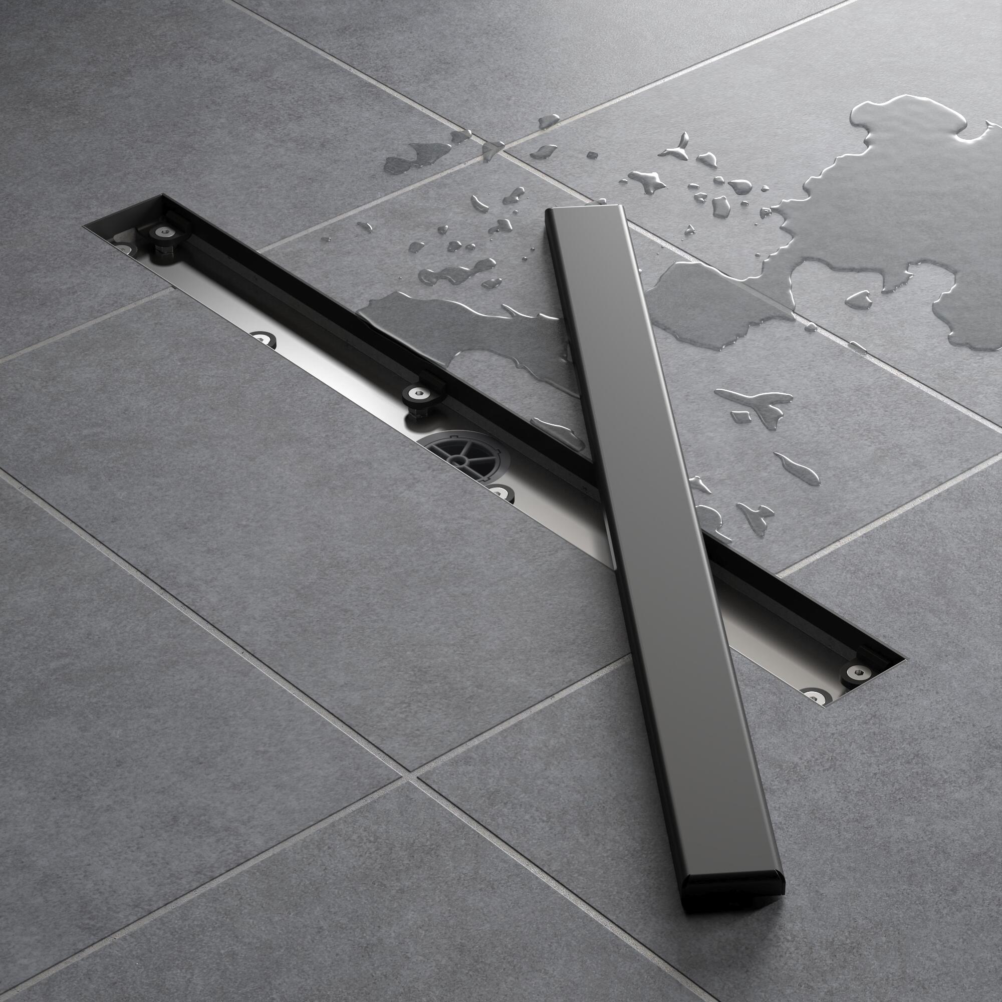 Calha duche Italiano EQUATION inox retangular 600 mm preto - 15